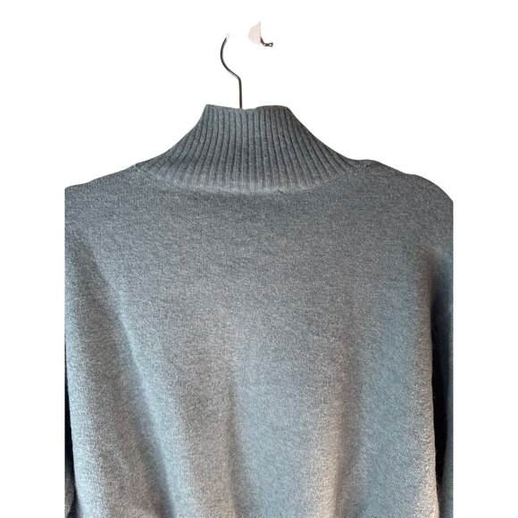 ZARA Womens Ribbed Turtleneck Sweater M Gray Aqua Wool Blend Pullover - Picture 9 of 12